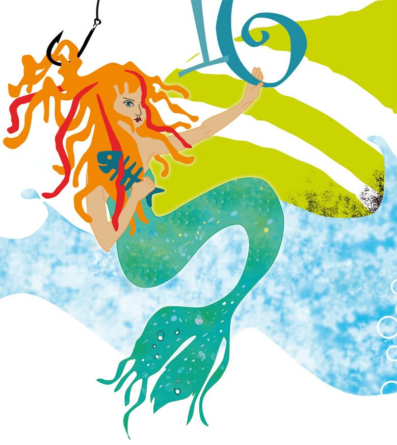 Illustration Meerjungfrau, Plakatauschnitt