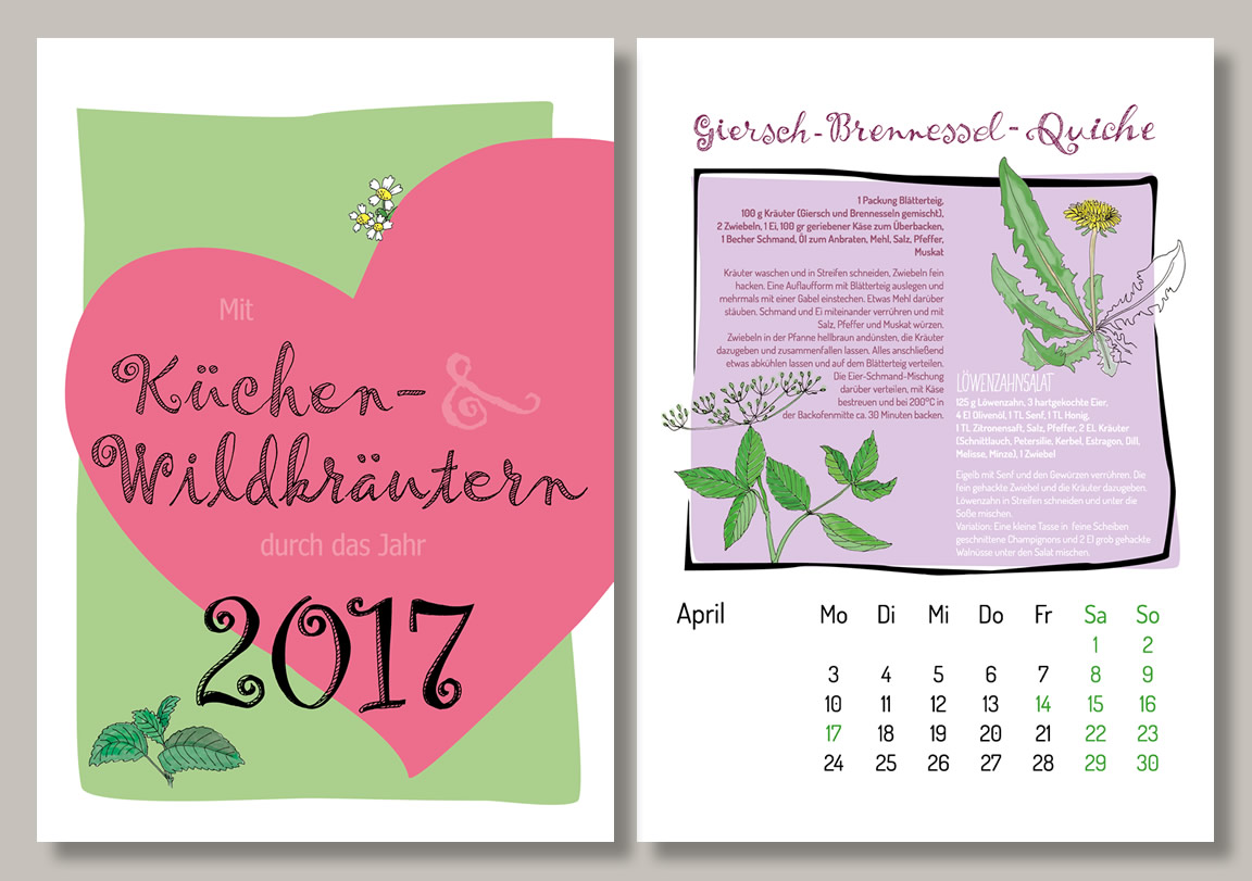 Gestaltung und Illustrierung eines Monatswandkalenders von Büro für Grafikdesign und illustration, Elisabeth Steuernagel, Hamburg