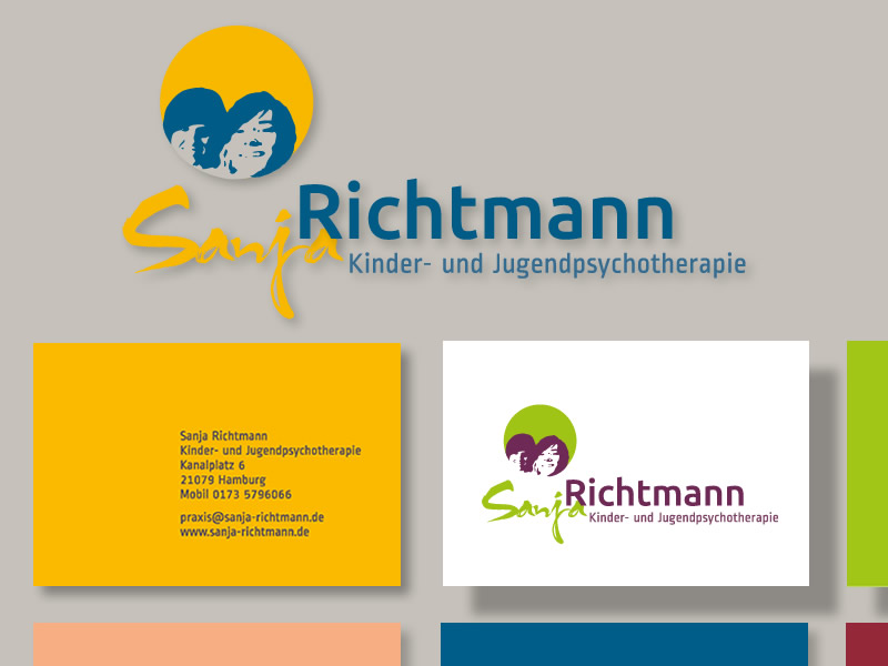 Logoentwicklung und Gestaltung von verschiedenfarbigen Visitenkarten Die Hamburger Grafik-Designerin und Illustratorin Elisabeth Steuernagel entwickelte das Logo und gestaltete ein Set von Visitenkarten in verschiedenen Farbkombinationen